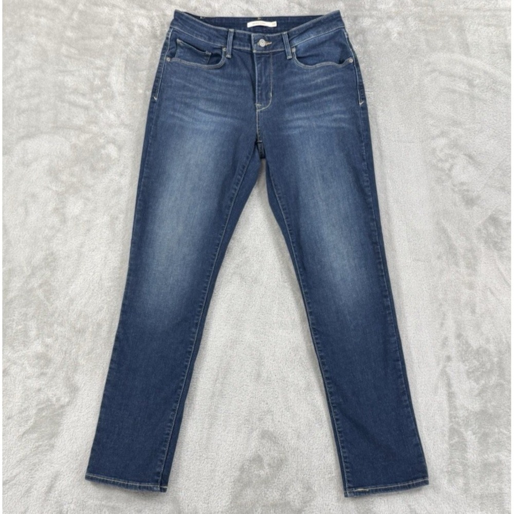 Levis Jeans Womens W30 L30 Skinny Comfort Stretch Whiskered Mid Rise Dark‎ Blue - Picture 2 of 16
